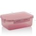 Pote Click Retangular 1280ml Com Tampa Hermética E Trava Rosa