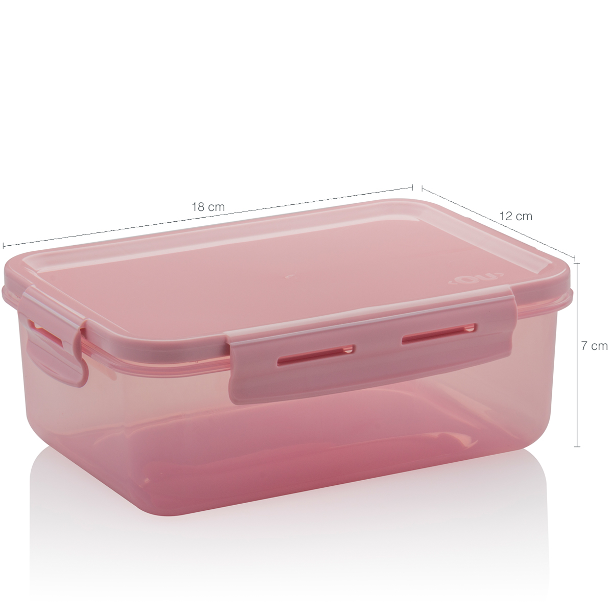 Pote Click Retangular 1280ml Com Tampa Hermética E Trava Rosa