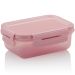 Pote Click Retangular 380ml Com Tampa Hermética Trava Lanche Rosa