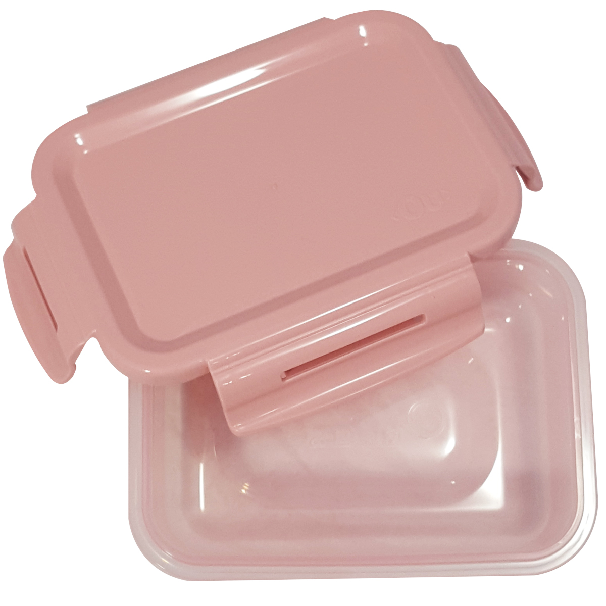 Pote Click Retangular 380ml Com Tampa Hermética Trava Lanche Rosa