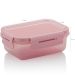 Pote Click Retangular 380ml Com Tampa Hermética Trava Lanche Rosa