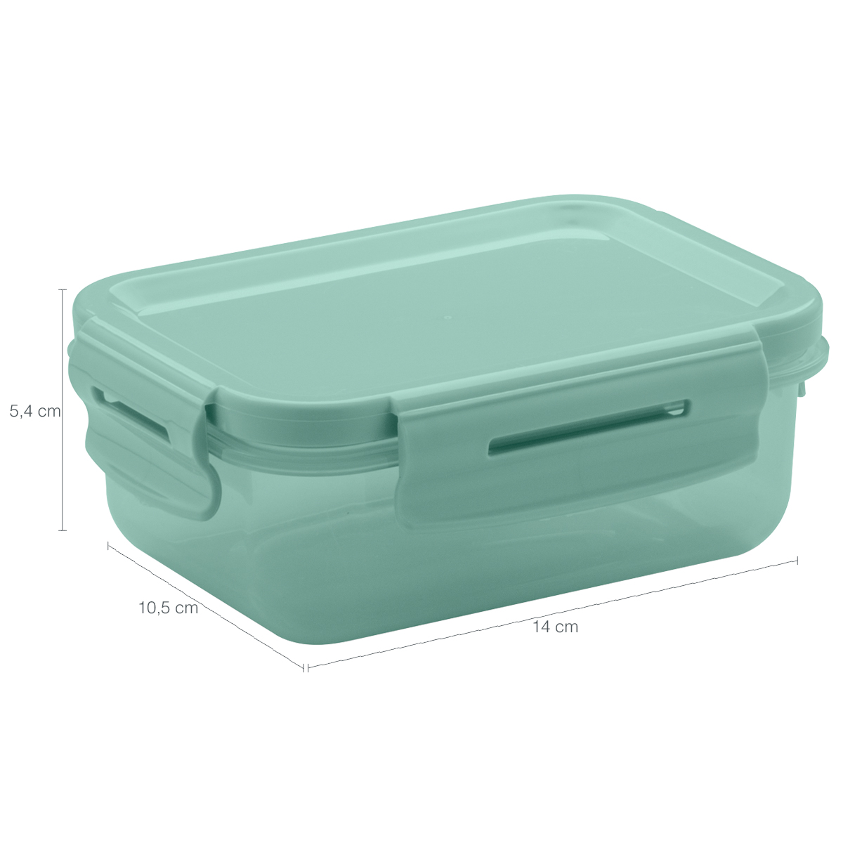 Pote Hermético 380ml Retangular Lanche Trava Click Verde OU