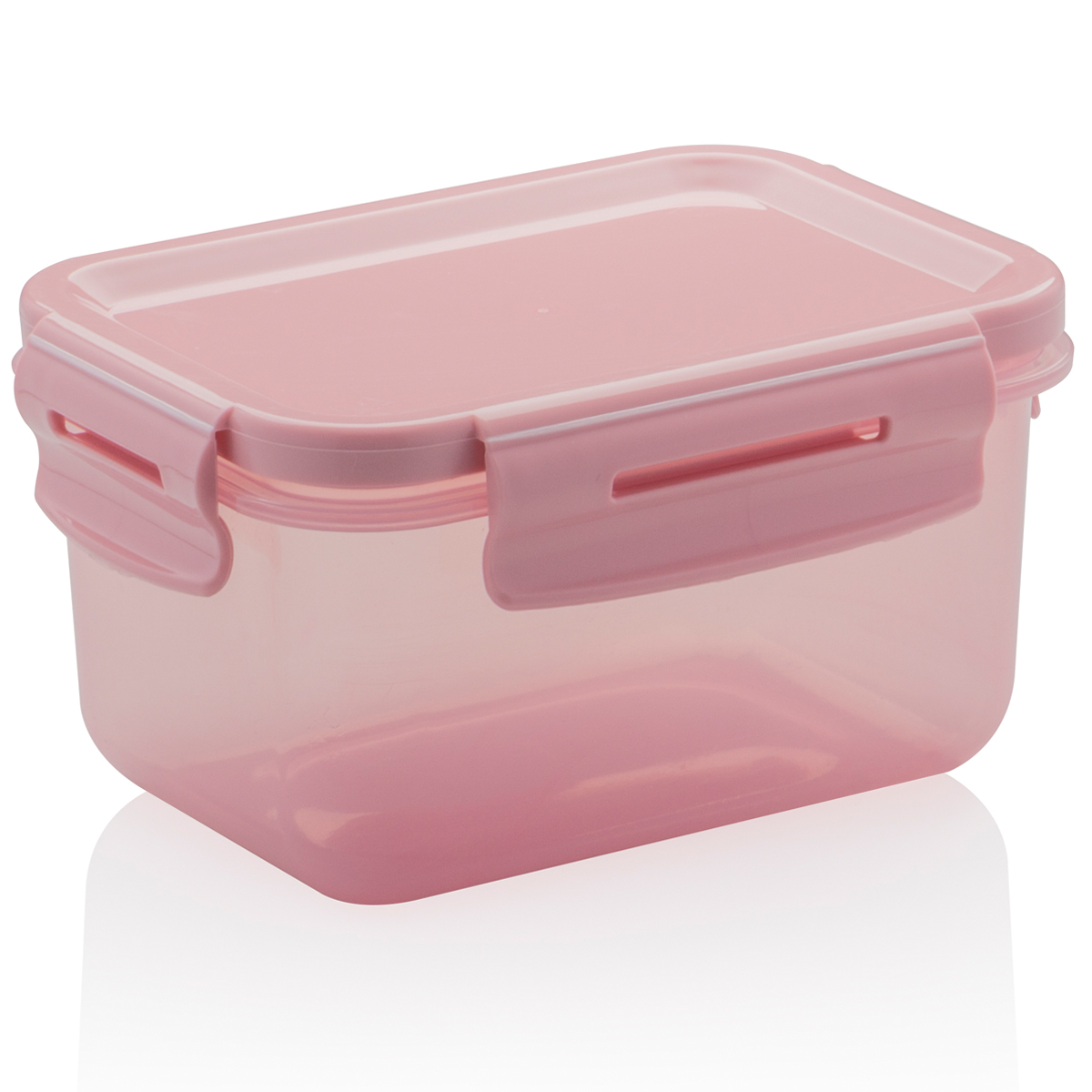 Pote Hermético 560ml Retangular Trava Click Mantimentos Rosa