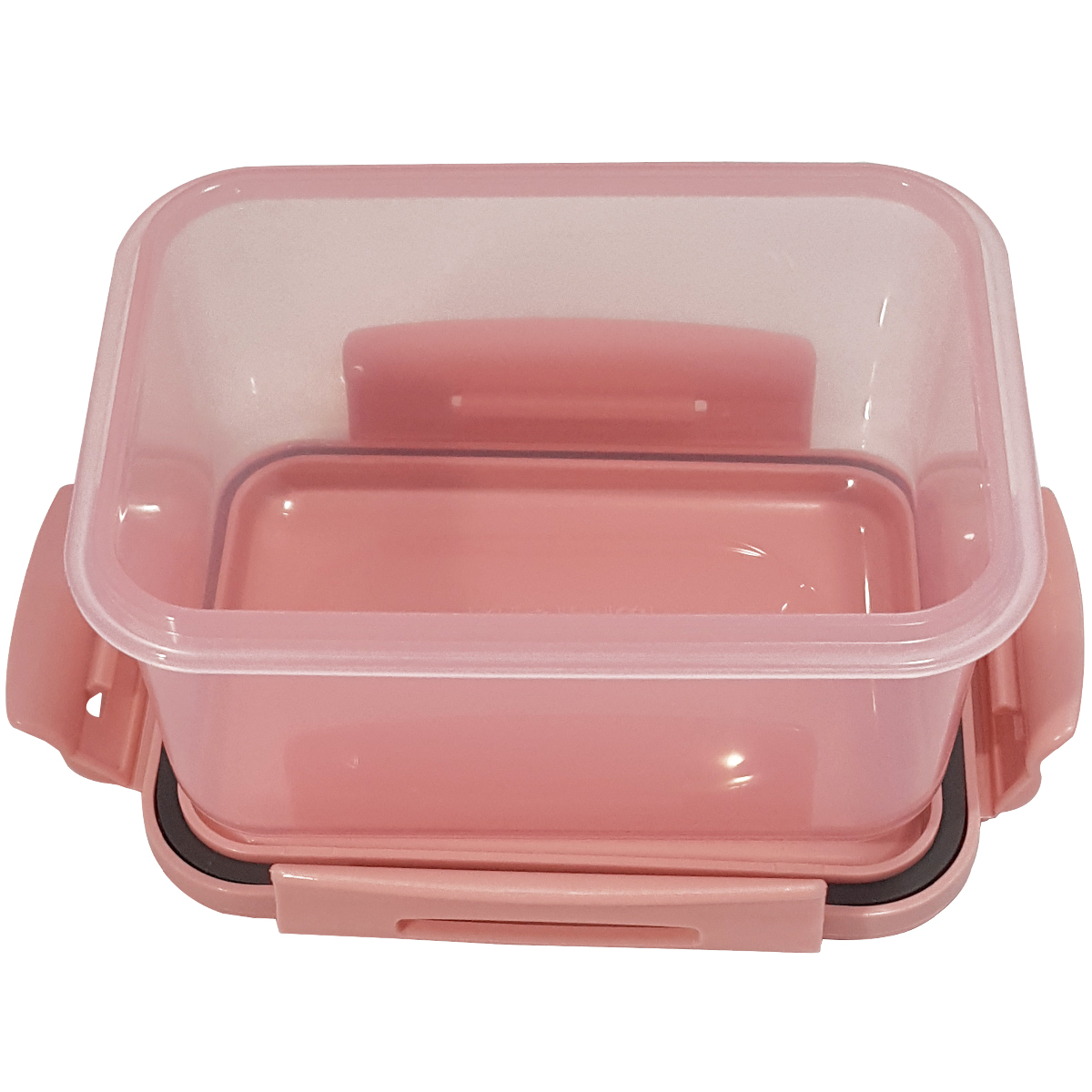 Pote Hermético 560ml Retangular Trava Click Mantimentos Rosa