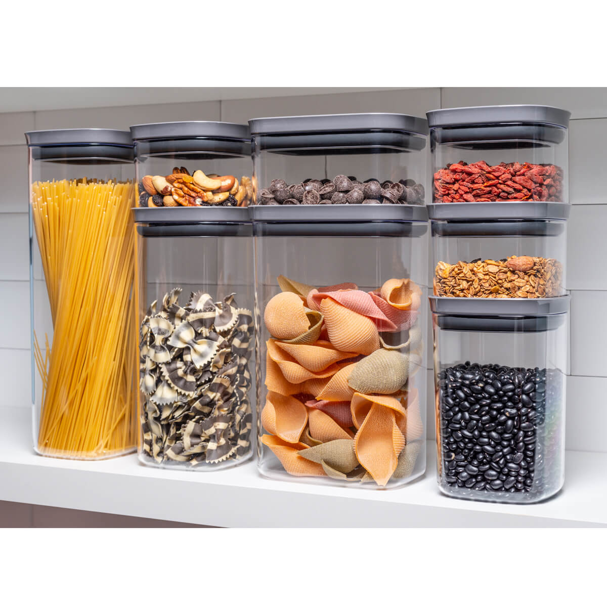 Pote Hermético Pequeno Retangular com Tampa 650ml Porta Mantimentos Cozinha Chumbo