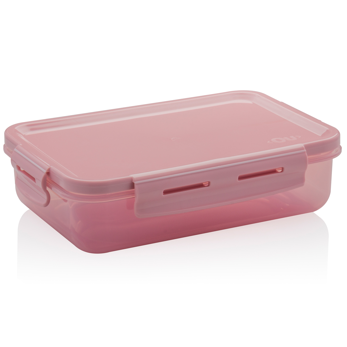 Pote Hermético Retangular 870ml Trava OU Click Lanche Rosa