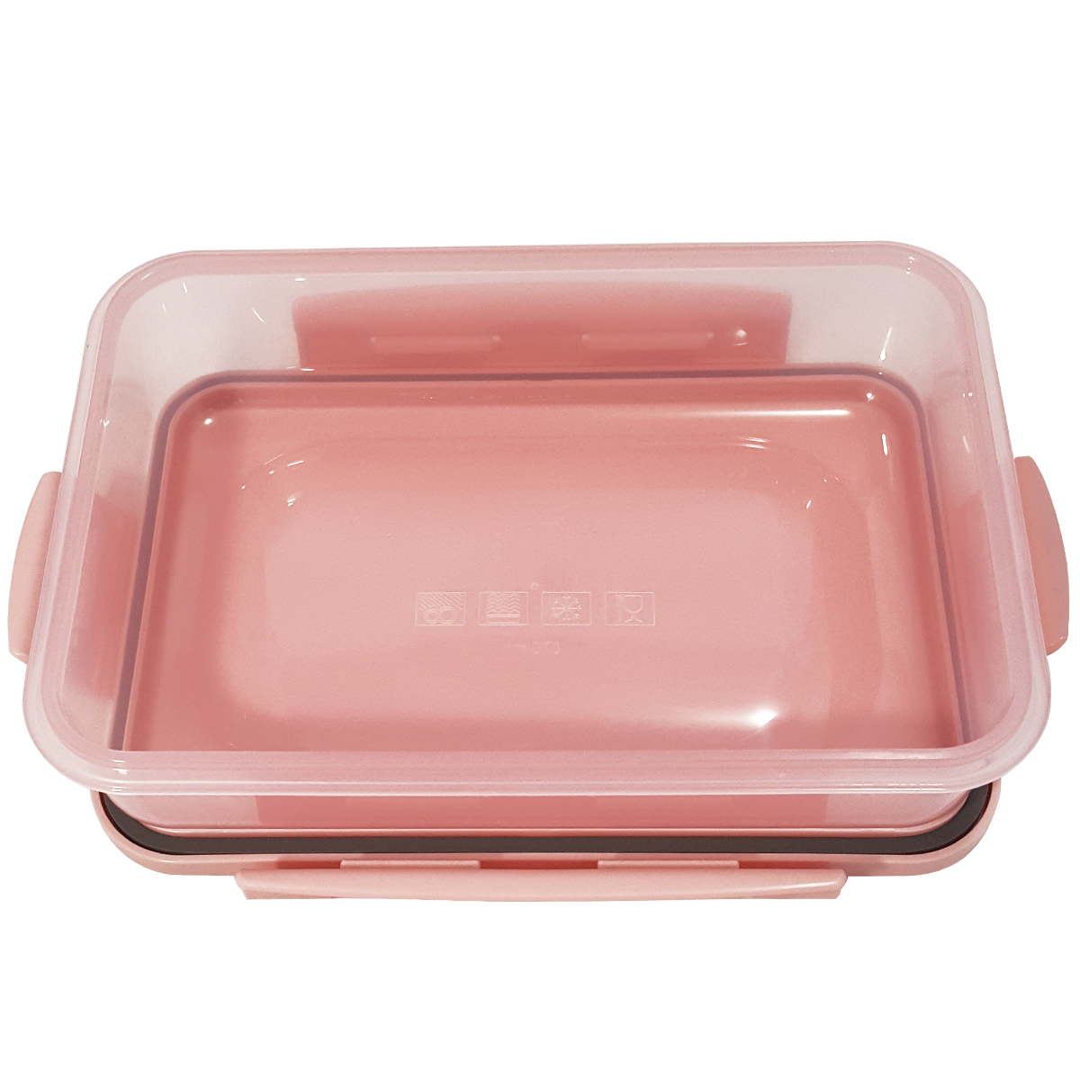 Pote Hermético Retangular 870ml Trava OU Click Lanche Rosa