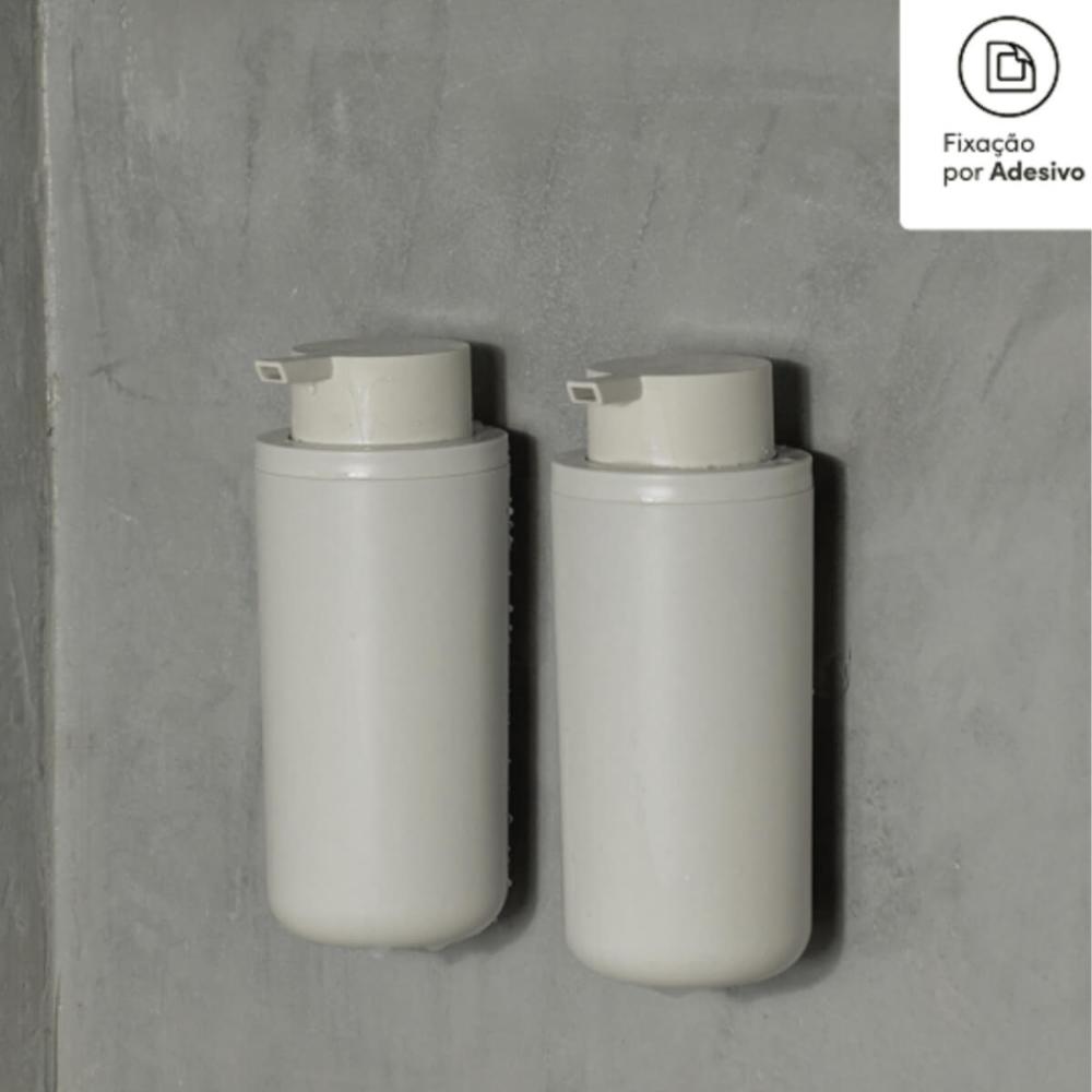 Saboneteira Dispenser 500ml Bege Eleve Sabonete Liquido Shampoo Parede Banheiro Ou