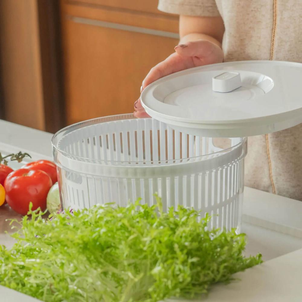 Secador de Saladas Legumes Centrifuga com Escorredor 5,5l Branco Ou Clear Fresh