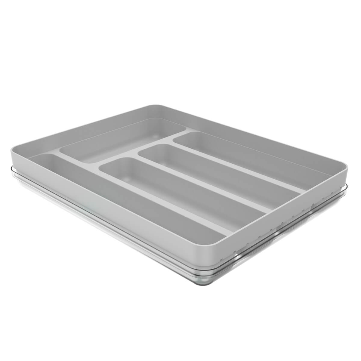 Separador Porta Talheres com Tampa Organizador de Gaveta Multiuso Logic Branco