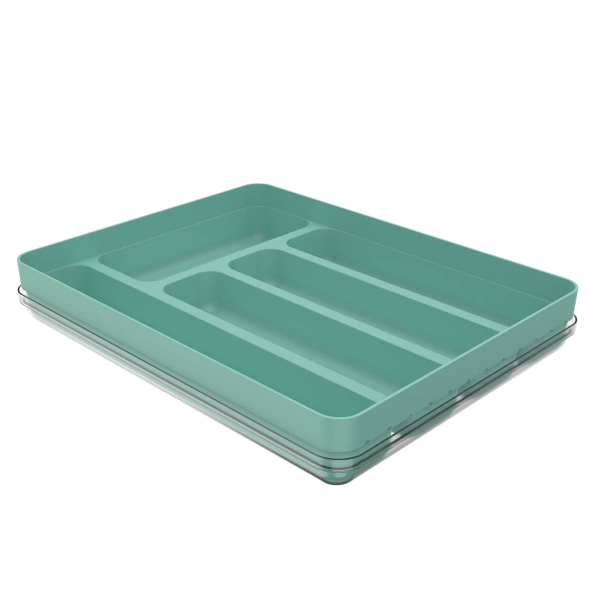 Separador Porta Talheres com Tampa Organizador de Gaveta Multiuso Logic Verde Menta