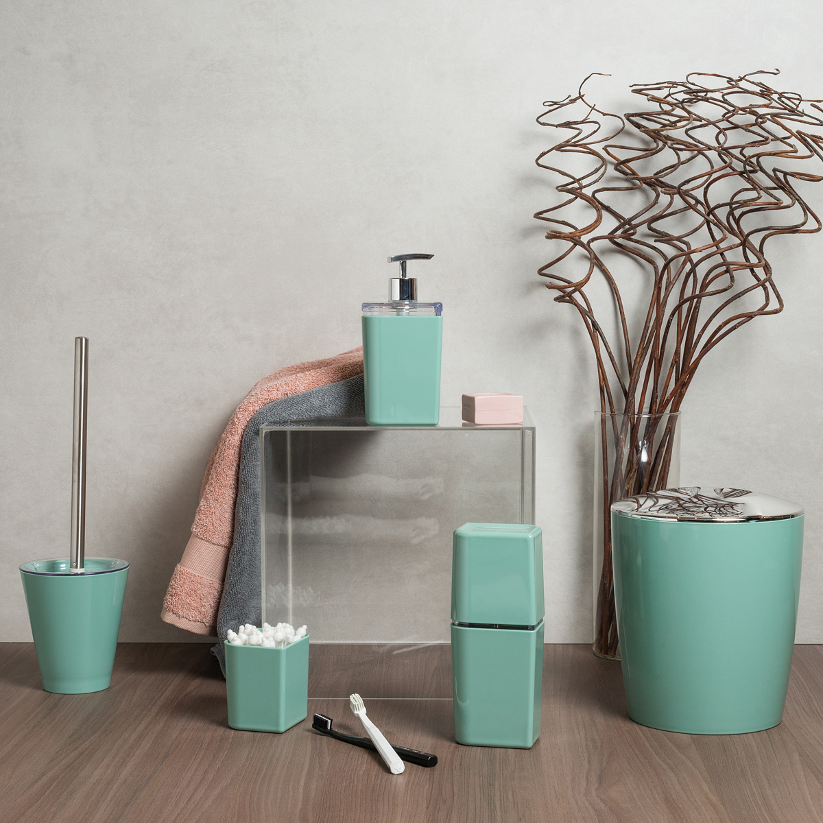 Suporte Escova Sanitária Vaso Privada Escovinha Banheiro OU Verde Menta