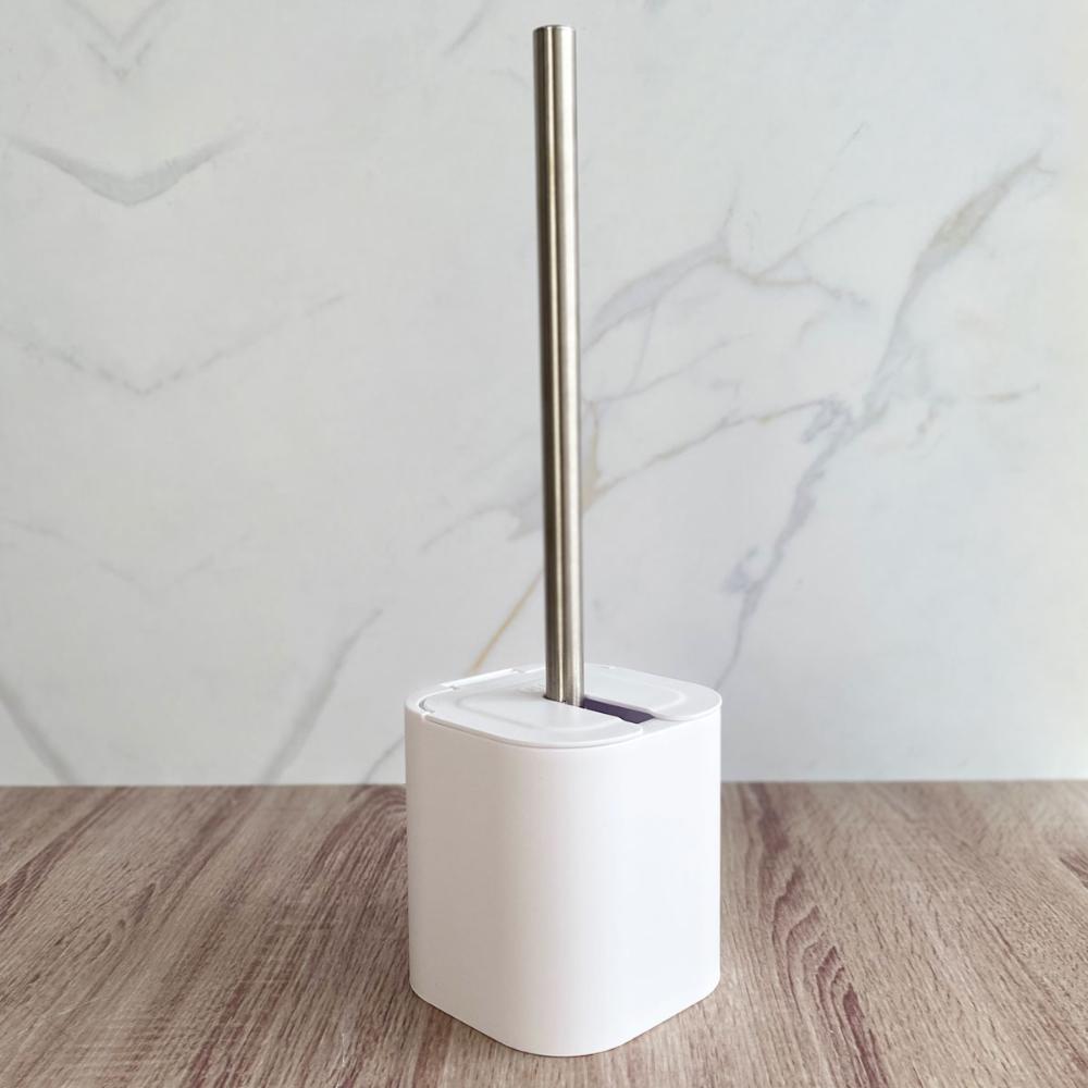 Suporte Escova Sanitária com Tampa para Banheiro Lavabo Polipropileno Dual OU Branco