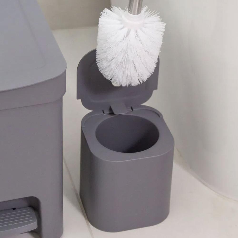 Suporte Escova Sanitária com Tampa para Banheiro Lavabo Polipropileno Dual OU Chumbo