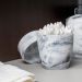Suporte Porta Algodão Cotonete Plastico Design Marmorizado Branco Carrara