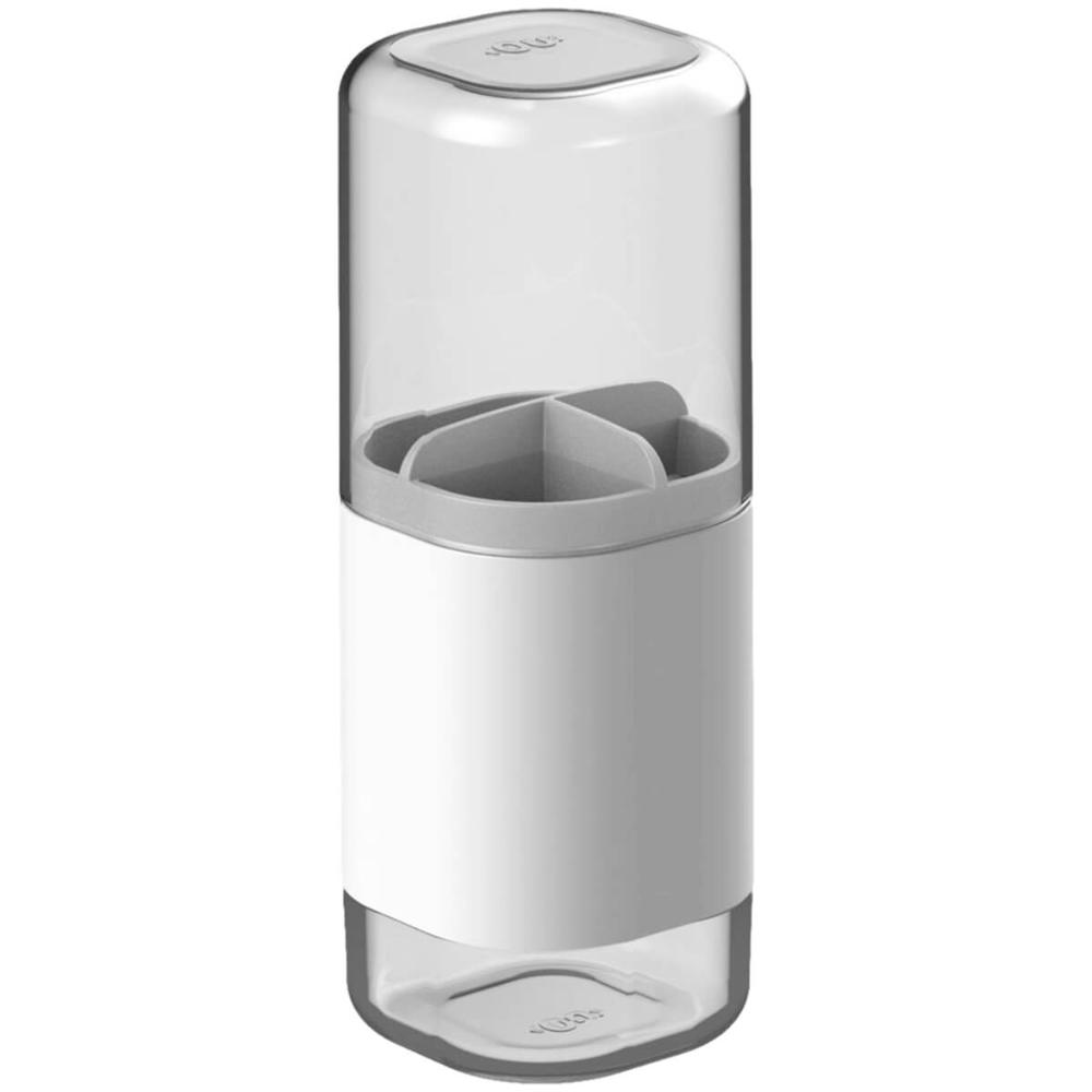 Suporte Porta Escova de Dentes com Tampa e 3 Divisórias Dual