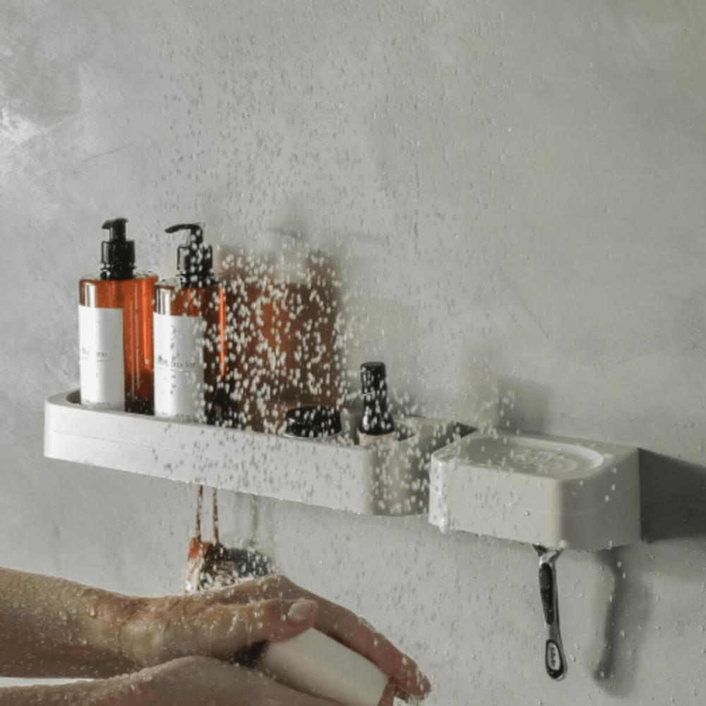 Suporte Porta Shampoo Banheiro 36,5x11x7cm Ganchos Internos