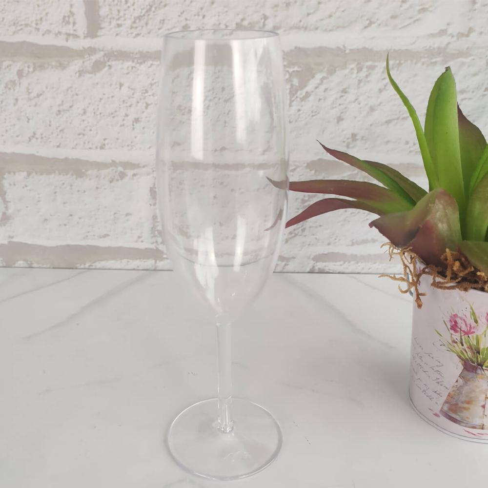 Taça Para Espumante Champagne 280ml Poliestireno Natural Translúcido Ou