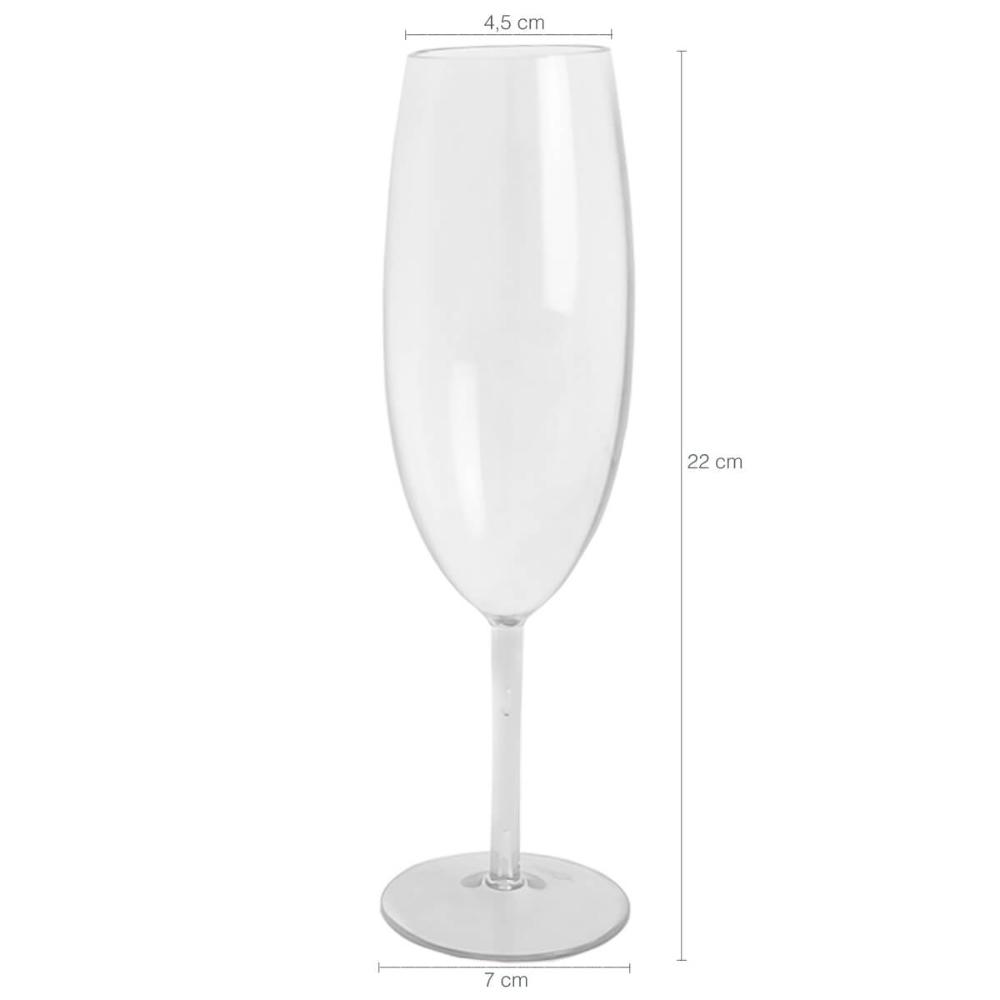 Taça Para Espumante Champagne 280ml Poliestireno Natural Translúcido Ou