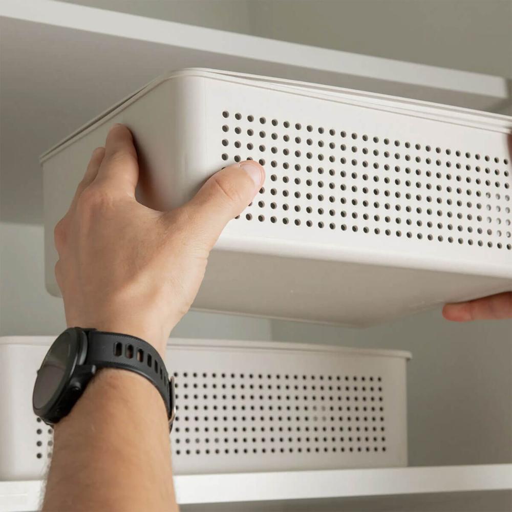 Tampa para Cesto Flow 5,4L Bege 27x22cm Ou Tampa para Caixa Organizadora