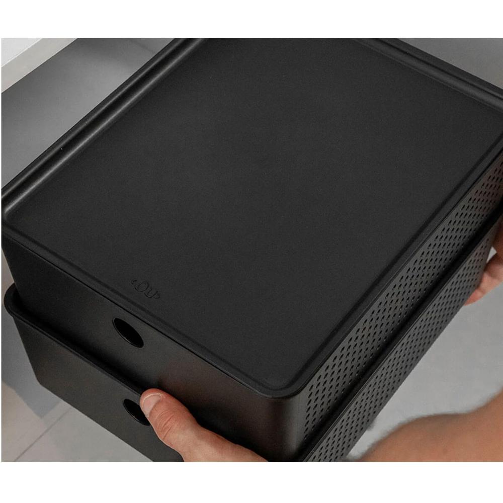 Tampa para Cesto Flow 5,4L Bege 27x22cm Ou Tampa para Caixa Organizadora