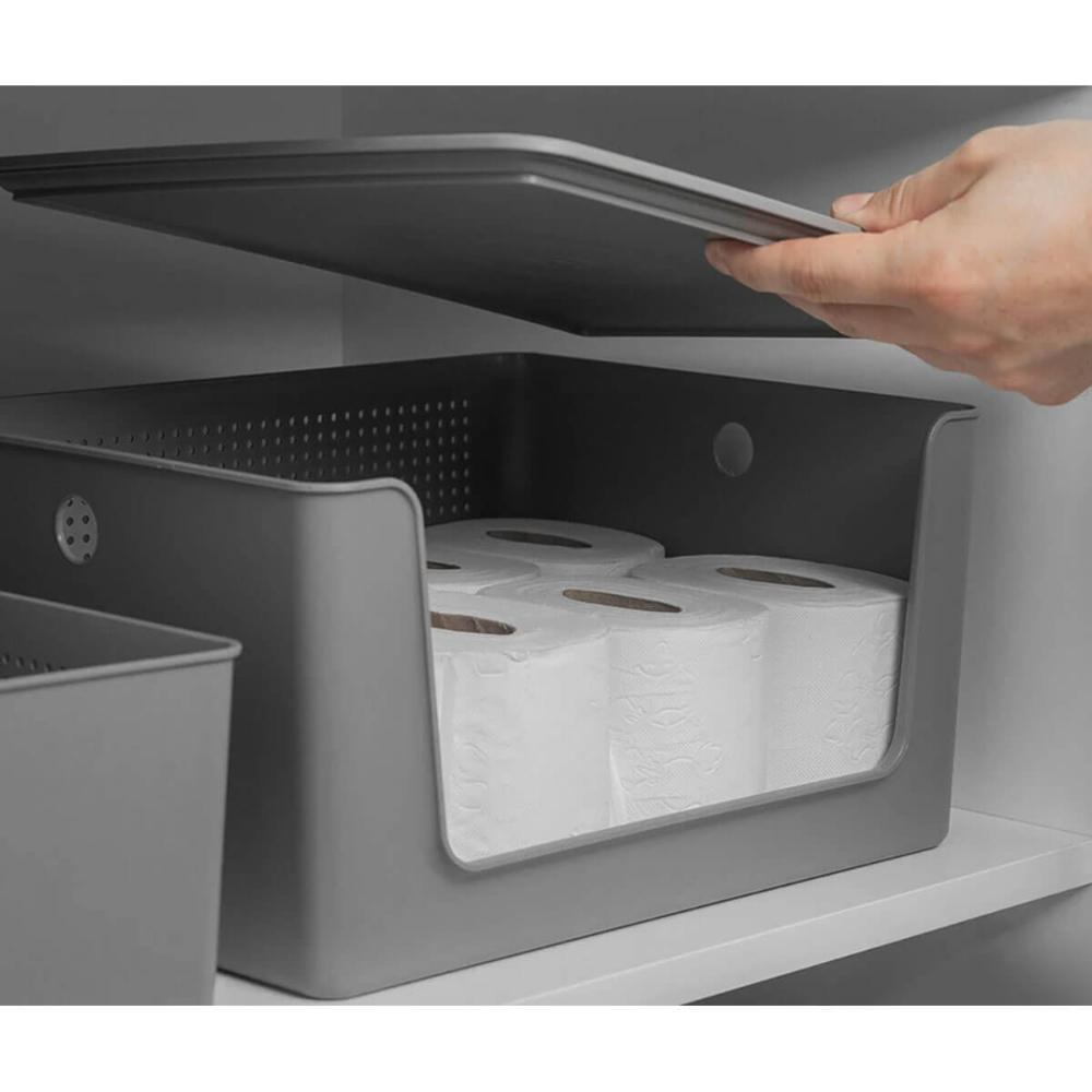 Tampa para Cesto Flow de 8,2L 12L ou 16L Bege 34x27x1,3cm Tampa para Caixa Organizadora Ou