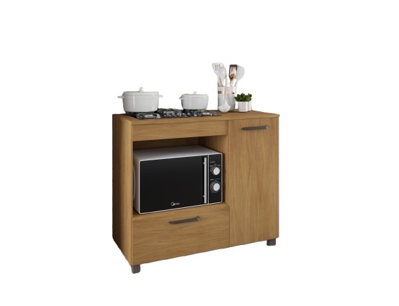 Balcão Freijo Para Cooktop de 4 bocas Com Espaço Para Forno Com Porta Mp