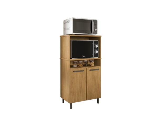 Balcão Freijo Para Forno E Micro-ondas Com 02 Portas Espaçoso Moderno Np