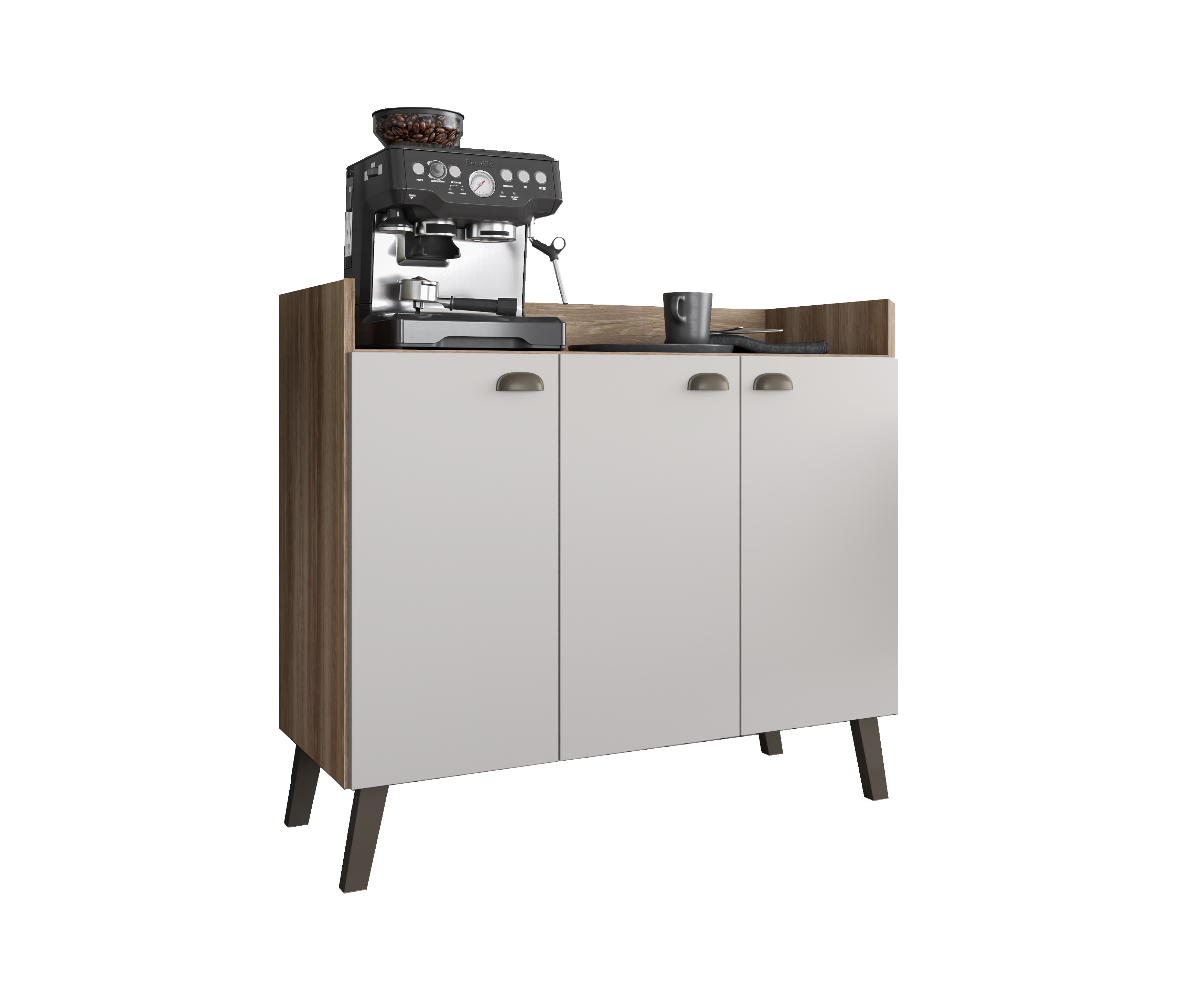 Buffet Aparador Off White Com 3 Portas Espaçoso Para Sala De Estar Luxo Ay