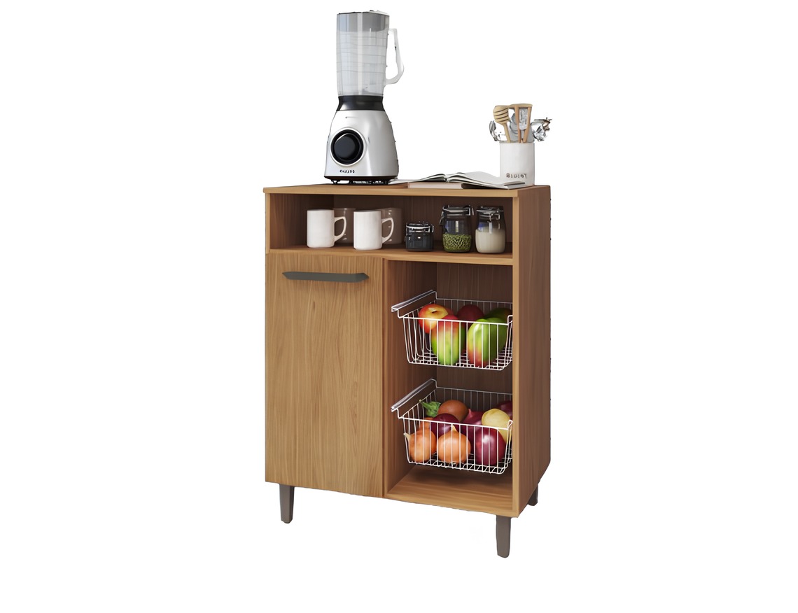 Fruteira Armário Freijo Multiuso Moderno Com porta Com Espaço Para Microondas Fp