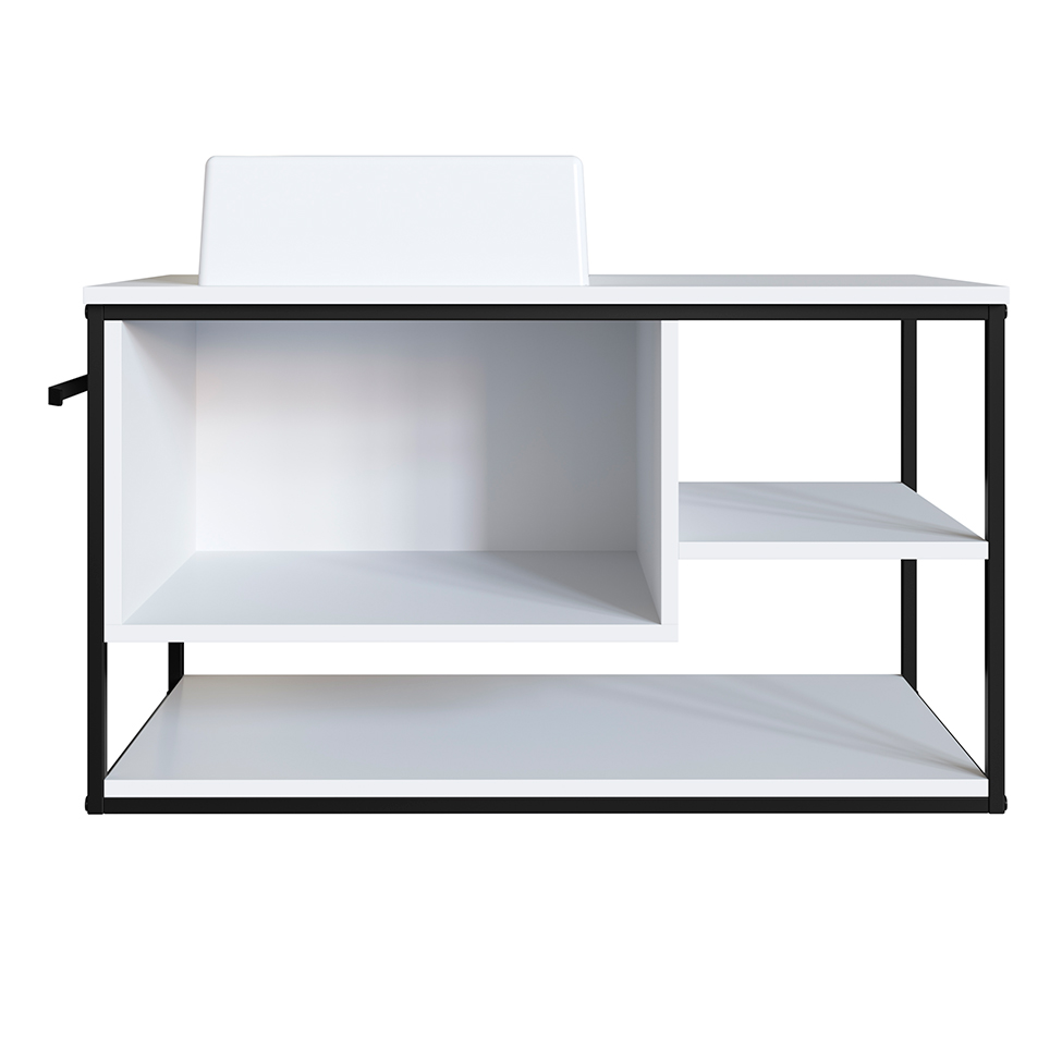 Gabinete Suspenso com Cuba Angel 1 PT Preto e Branco 80 cm