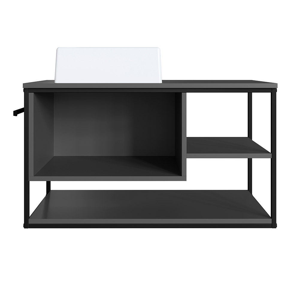 Gabinete Suspenso com Cuba Angel 1 PT Preto e Grafite 80 cm