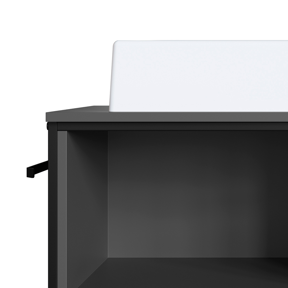 Gabinete Suspenso com Cuba Angel 1 PT Preto e Grafite 80 cm