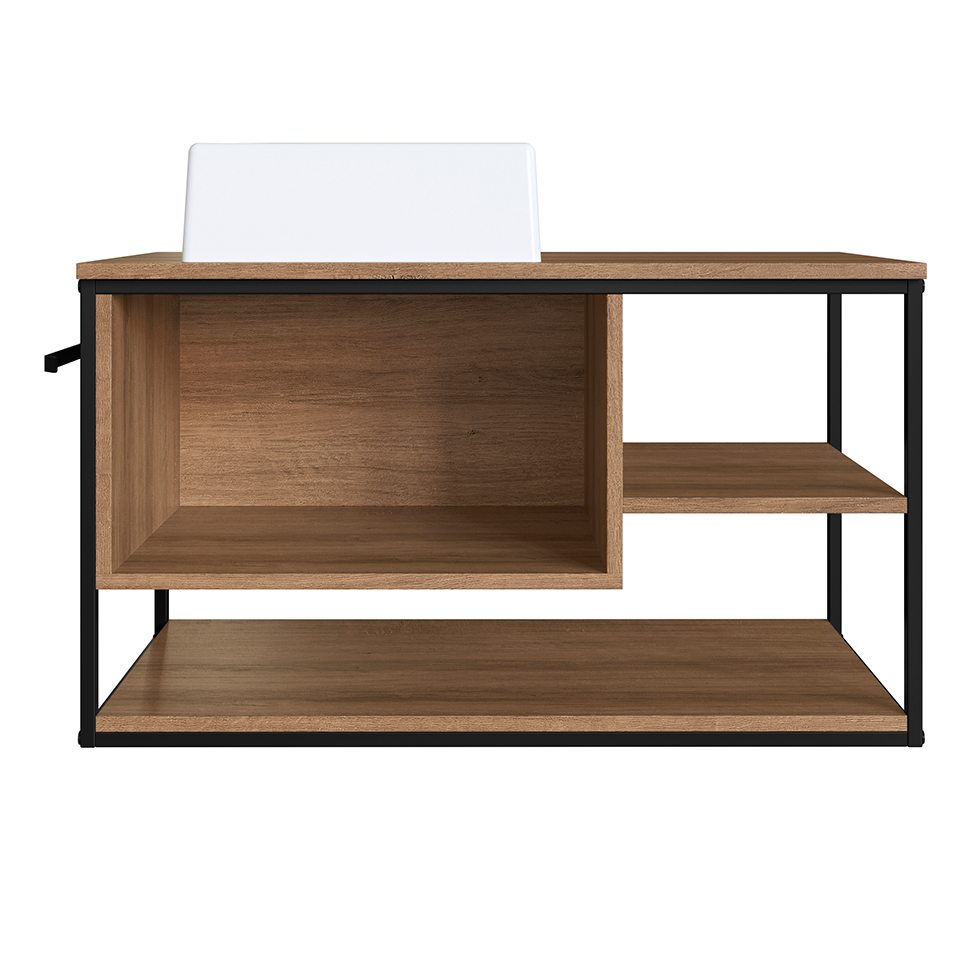 Gabinete Suspenso com Cuba Angel 1 PT Preto e Mel 80 cm
