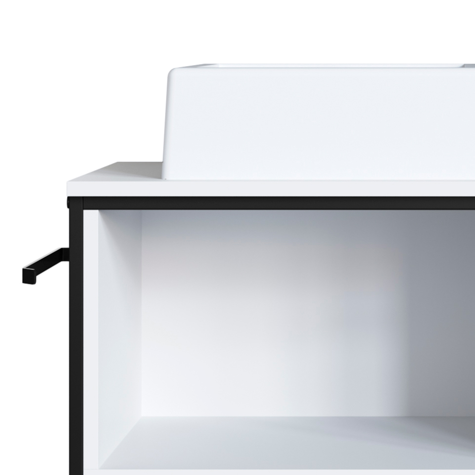 Gabinete Suspenso com Espelheira e Cuba Angel 2 PT Preto e Branco
