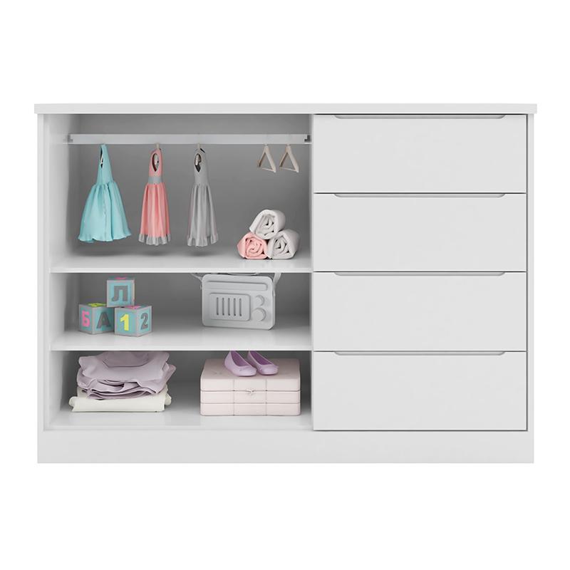 Cômoda Infantil Pietra com 2 Portas e 4 Gavetas Branco - PR Baby