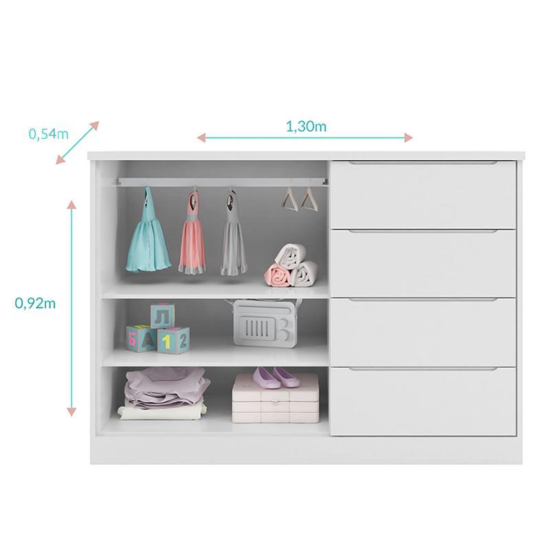 Cômoda Infantil Pietra com 2 Portas e 4 Gavetas Branco - PR Baby