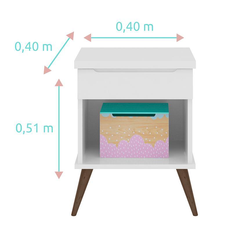Mesa de Apoio Infantil Retrô Alice com 1 Gaveta Branco - PR Baby 