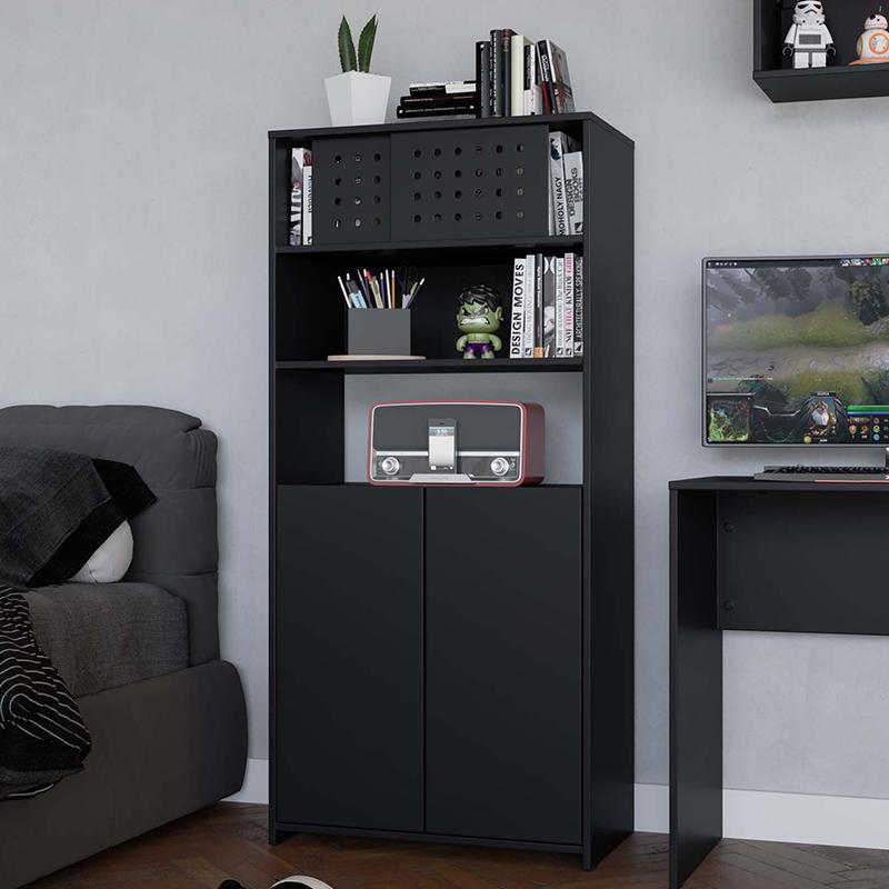Armário Alto Organizador Gamer Pixel Preto - PR Móveis