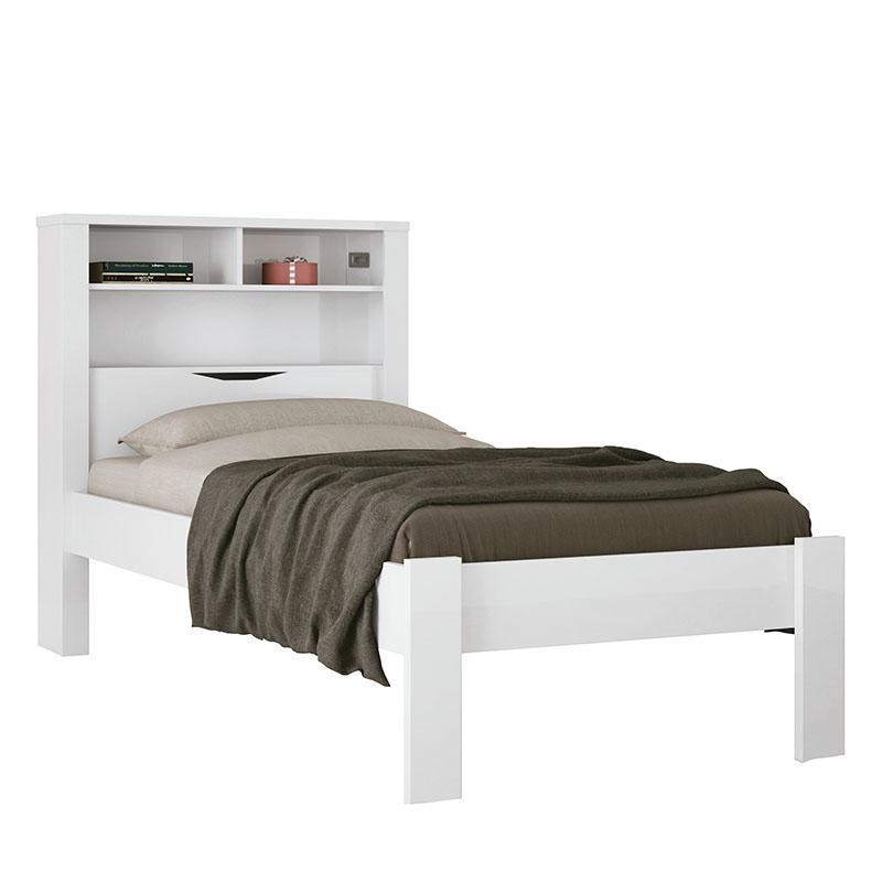 Cama Solteiro Invicta com Baú Branco - PR Móveis