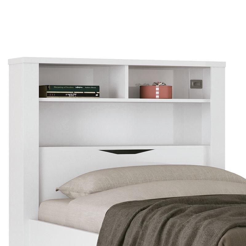 Cama Solteiro Invicta com Baú Branco - PR Móveis