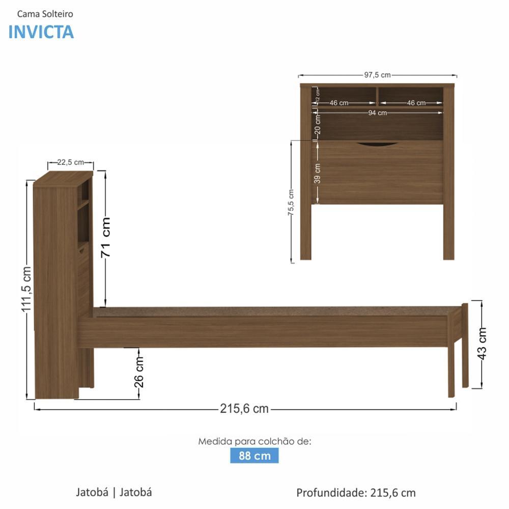 Cama Solteiro Invicta com Baú Jatobá - PR Móveis