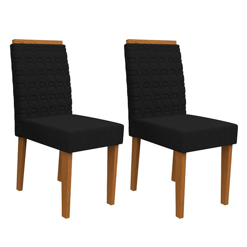 Conjunto 2 Cadeiras Berlim Ipê/Preto - PR Móveis
