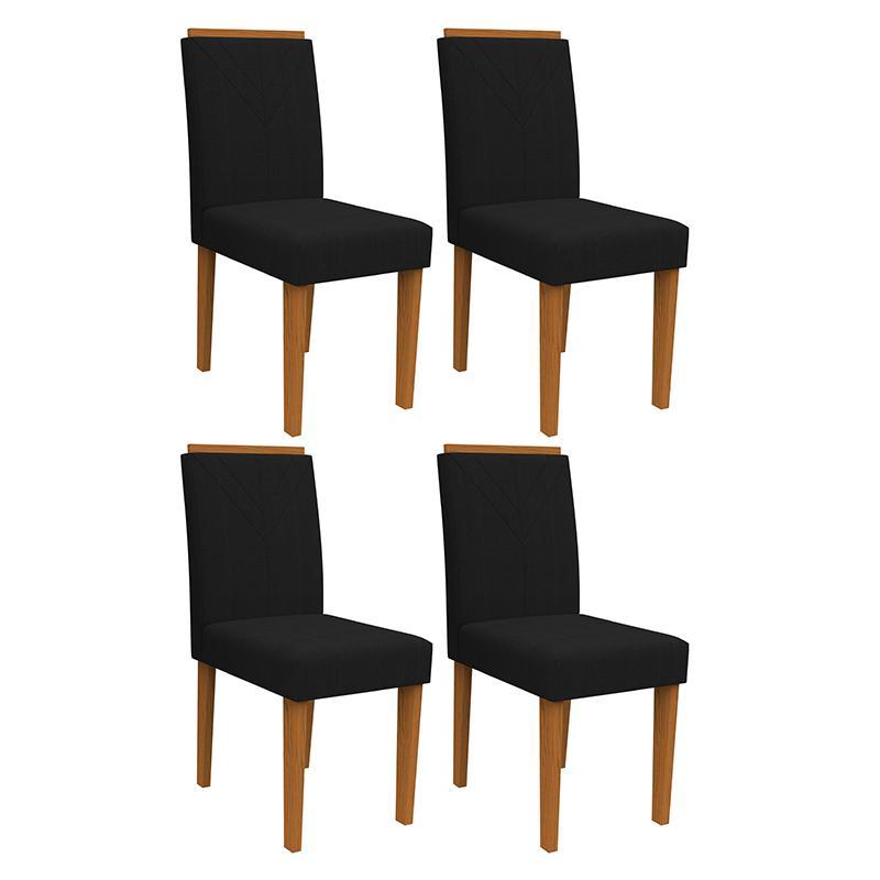 Conjunto 4 Cadeiras Amanda Ipê/Preto - PR Móveis