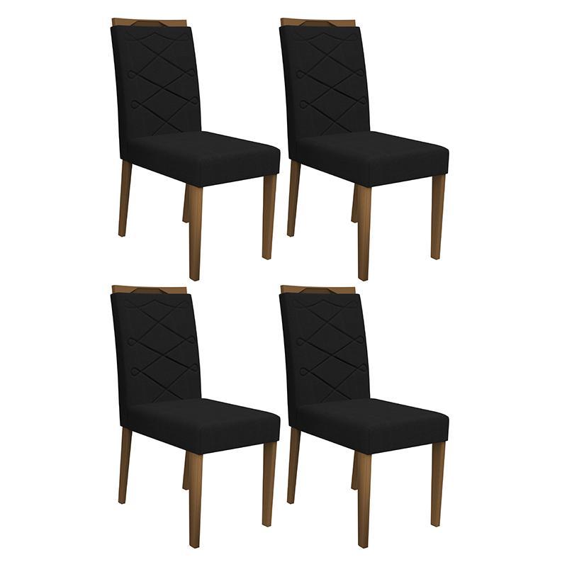 Conjunto 4 Cadeiras Caroline Imbuia/Preto - PR Móveis