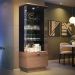 Cristaleira Diamante com LED e Portas de Vidro Nature/Preto - PR Móveis