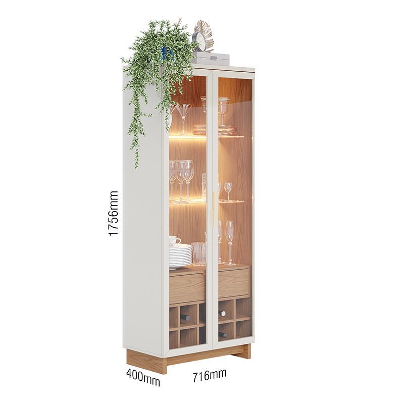 Cristaleira Guanabara 2 Portas de Vidro com Adega Off White/Freijó - PR Móveis  