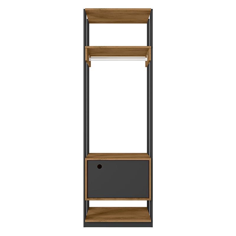 Guarda Roupa Modulado Closet Titan 1 Porta Preto Velluto/Freijó - PR Móveis