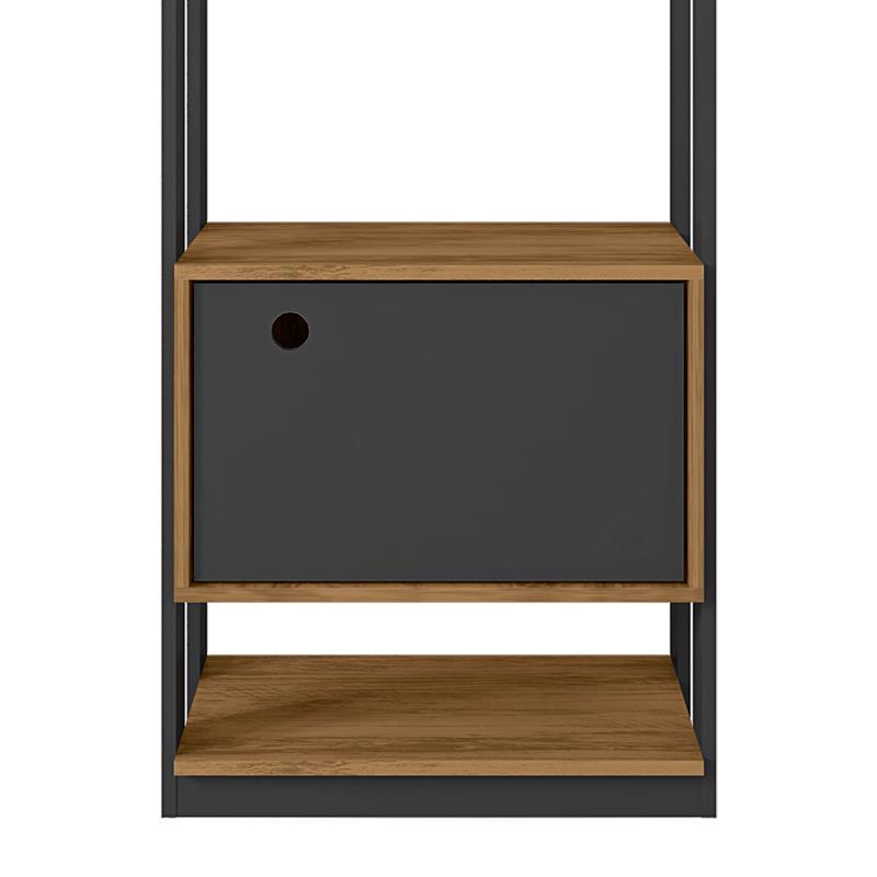 Guarda Roupa Modulado Closet Titan 1 Porta Preto Velluto/Freijó - PR Móveis