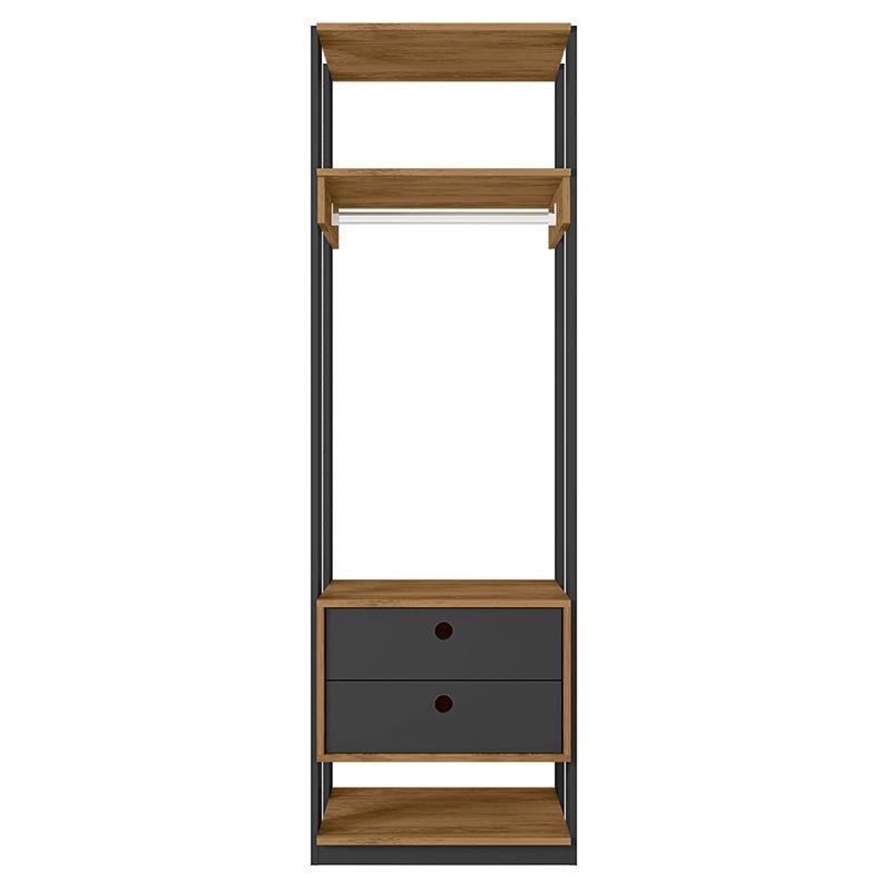 Guarda Roupa Modulado Closet Titan 2 Gavetas Preto Velluto/Freijó - PR Móveis